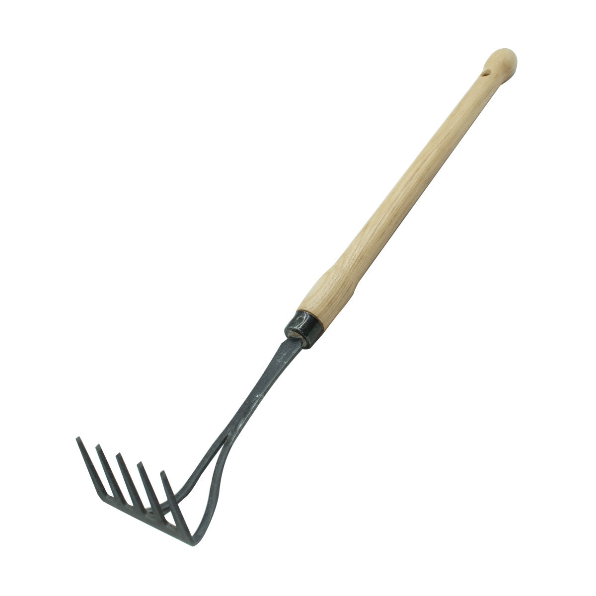 Bio-Handrechen | aus Schwedenstahl | mit 48 cm Eschen-Knopf-Stiel | handgeschmiedet in Deutschland