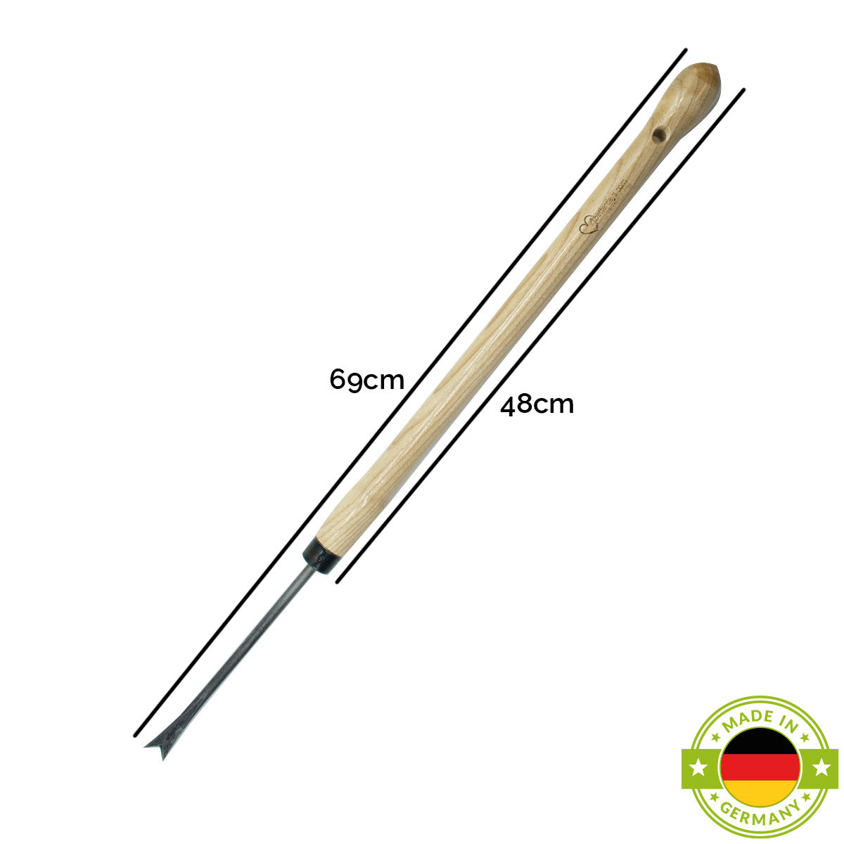 Unkrautstecher 'Krafts' - handgeschmiedet  in Deutschland  DM 8 mm 48 cm Eschen-T-Stiel
