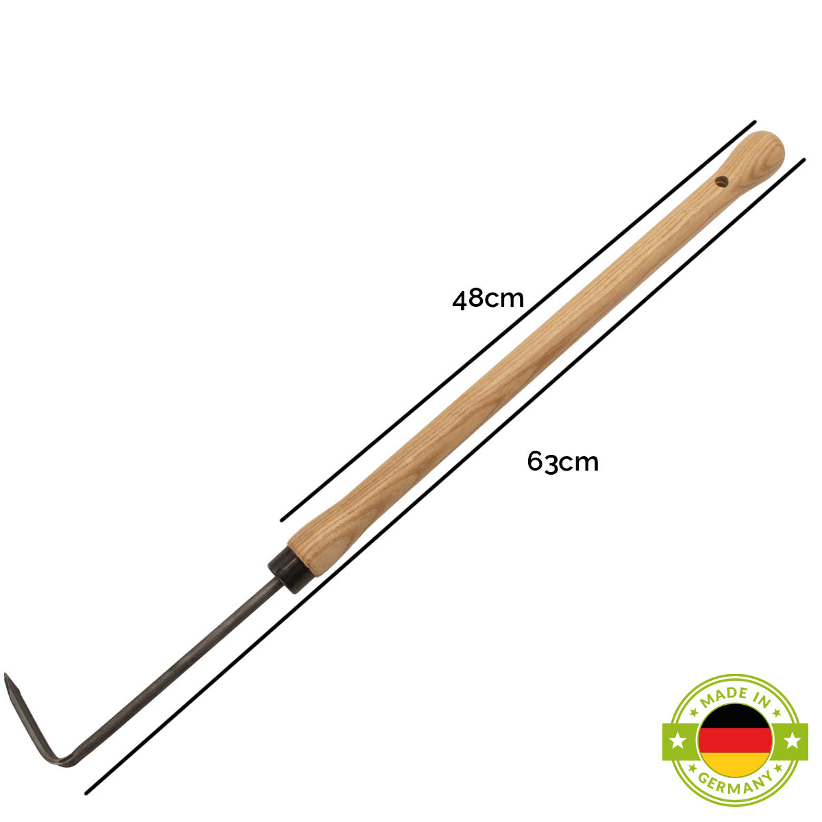 Fingerjäter | aus Schwedenstahl | mit 48 cm Eschen-Knopf-Stiel | handgeschmiedet in Deutschland