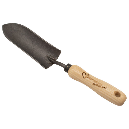 Pflanzkelle schmal | aus Schwedenstahl | mit 14 cm ergonomischen Eschengriff | handgeschmiedet in Deutschland