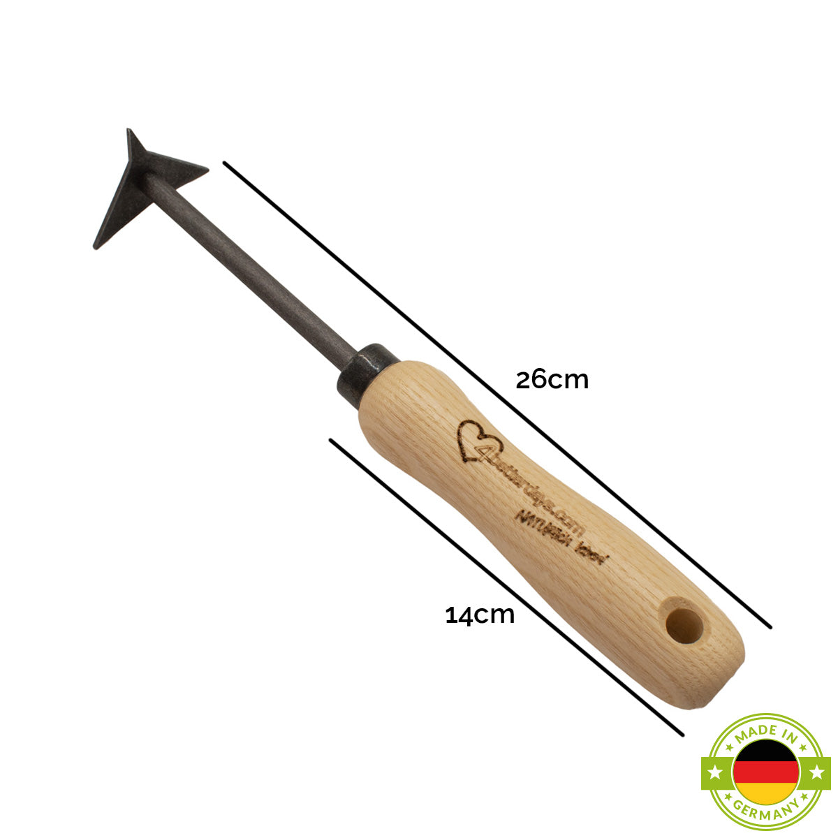 Triangel-Fugenkratzer | aus Schwedenstahl | mit 14 cm ergonomischem Eschengriff | handgeschmiedet in Deutschland