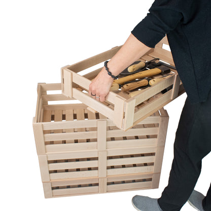 Universal Holzkisten | S B 33 x T 37 x H 13 cm | in Buche | individuell einsetzbar | stapelbar | Made in Germany