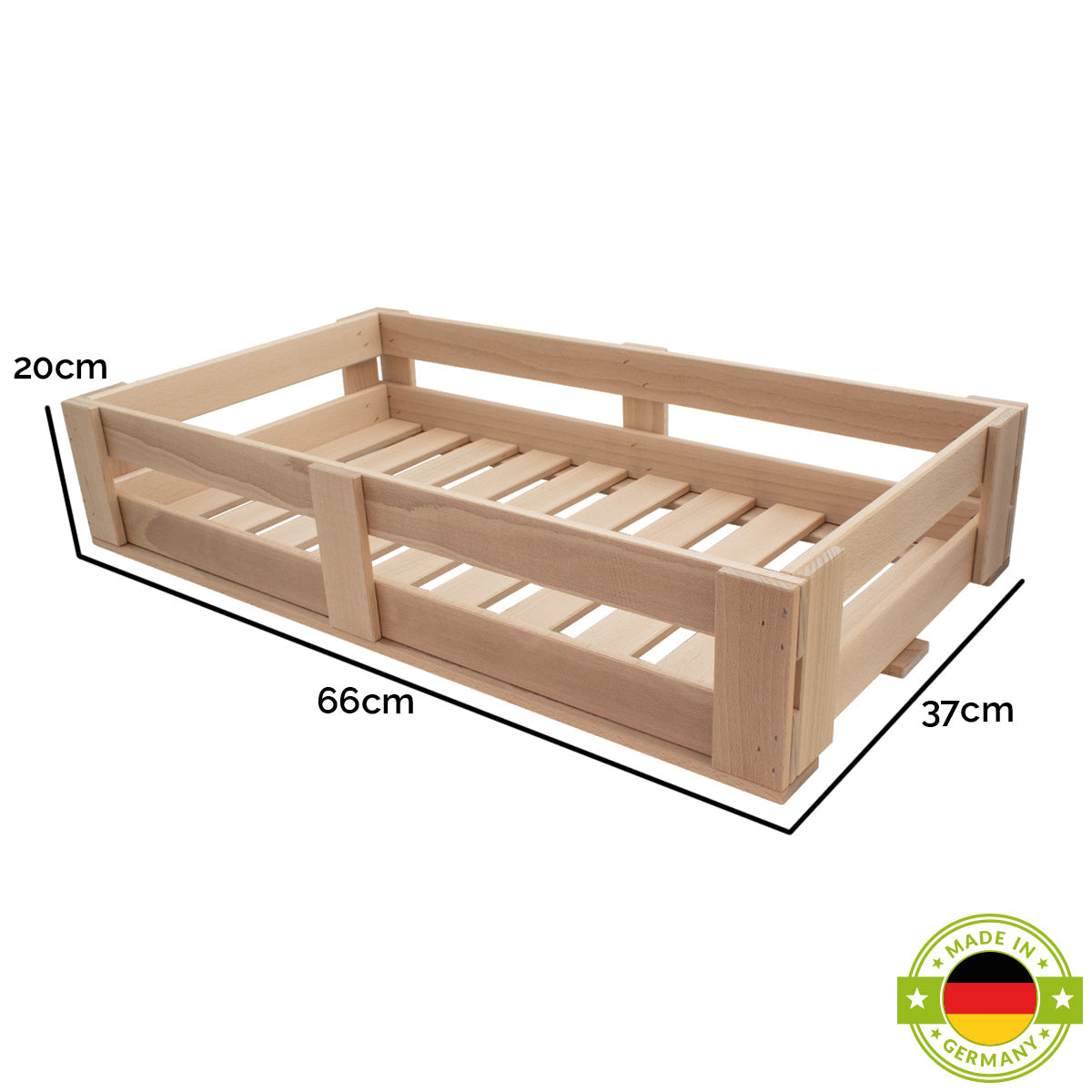 Universal Holzkisten | L B 66 x T 37 x H 13 cm | in Buche | individuell einsetzbar | stapelbar | Made in Germany