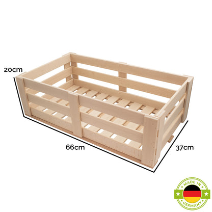 Universal Holzkisten | L hoch B 66 x T 37 x H 20 cm | in Buche | individuell einsetzbar | stapelbar | Made in Germany