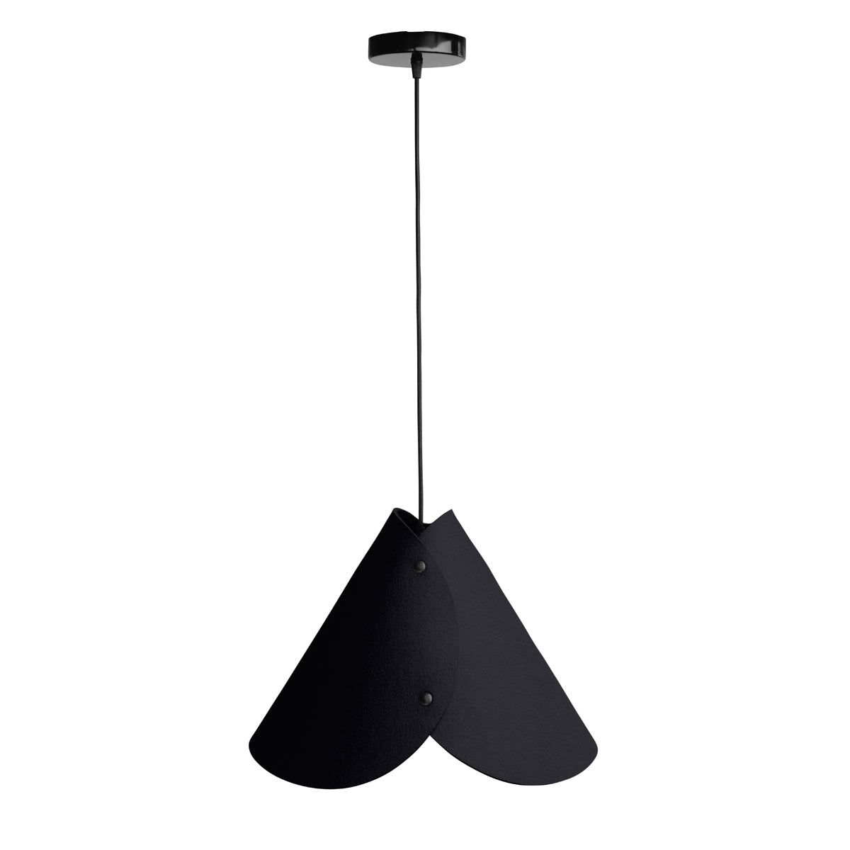 Moderne Pendelleuchte aus Filz | konisch | Schwarz | Schirm 100% Merinowolle | Made in Austria