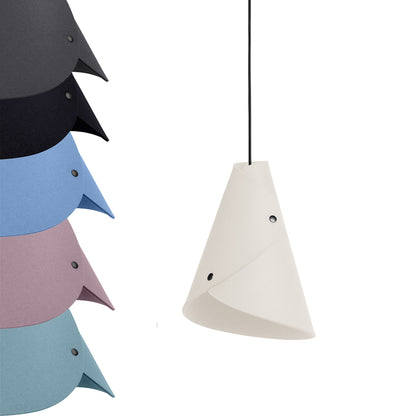 Moderne Hängelampe aus Filz | geschwungen | Weiß | Schirm 100% Merinowolle | Made in Austria