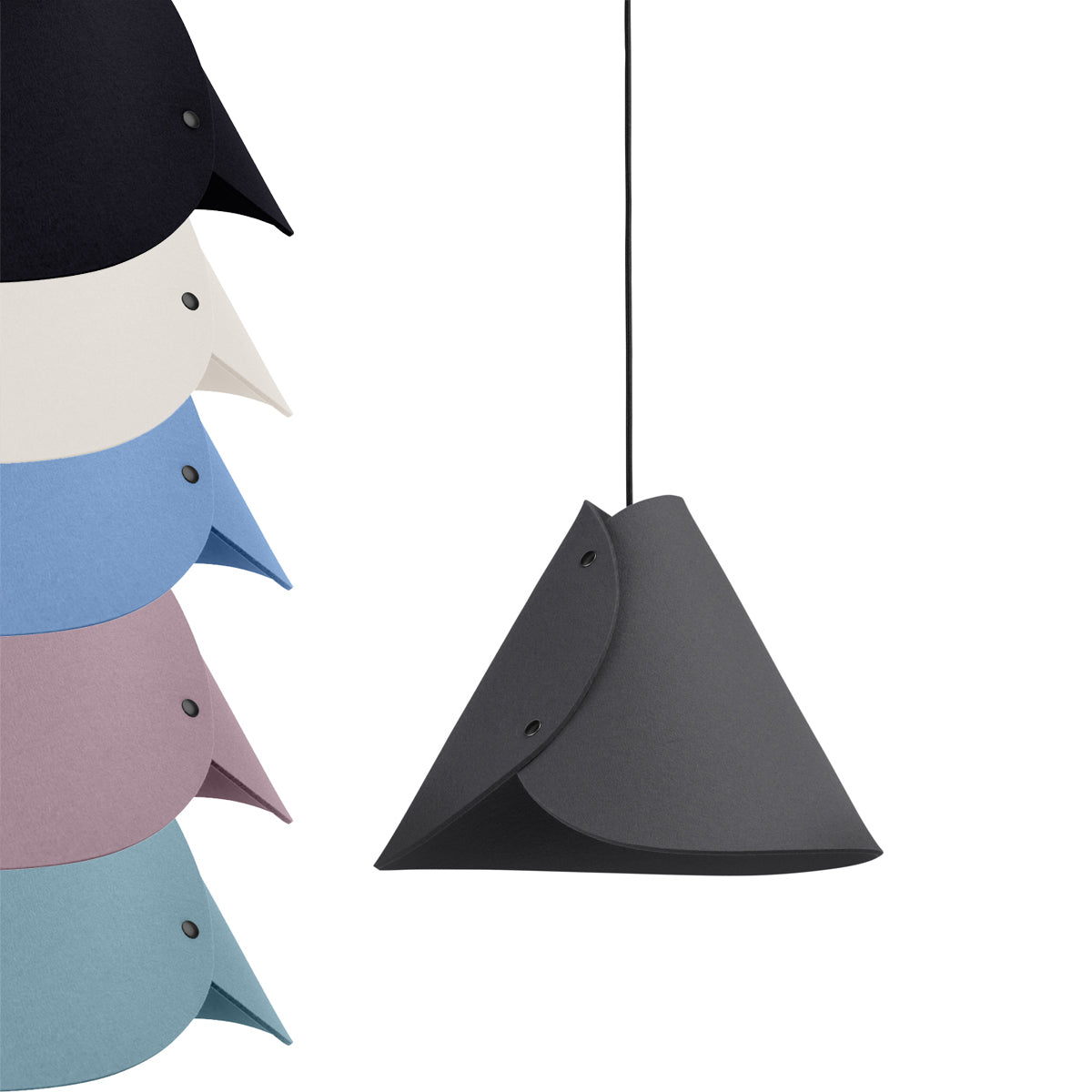 Moderne Pendelleuchte aus Filz | konisch | Weiß | Schirm 100% Merinowolle | Made in Austria