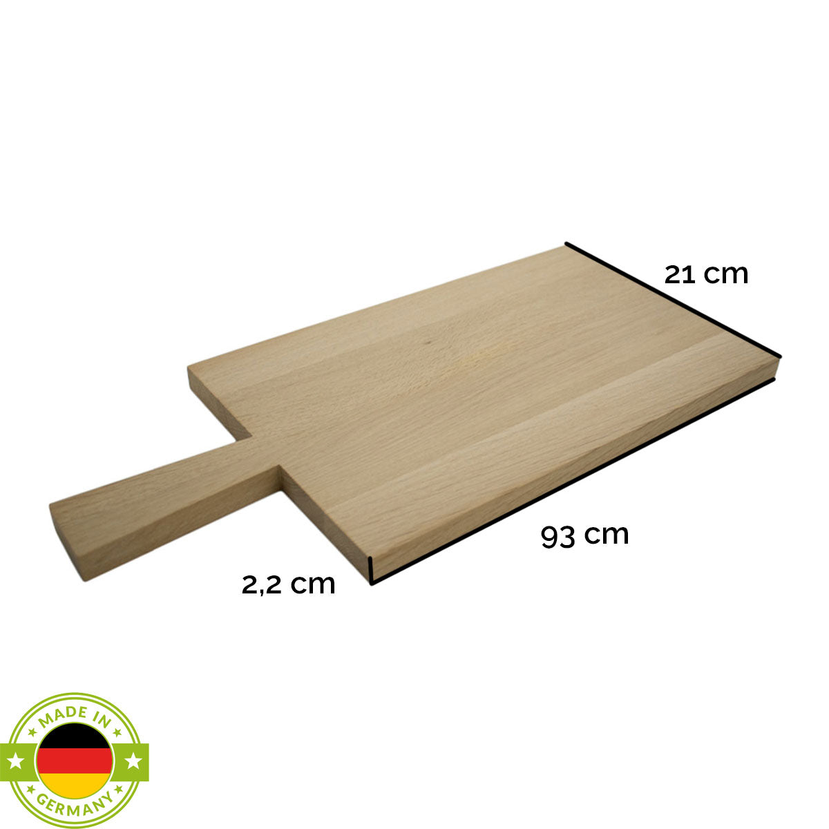 Jausen- und Schneidbrett 'Griffi' | Eiche natur geölt | L93 x B21 x H2,2 cm