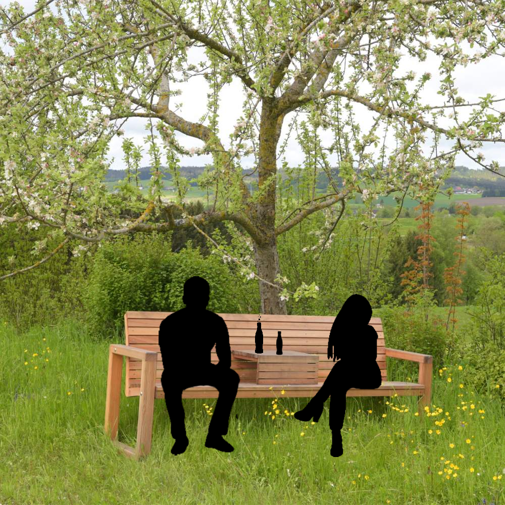 Gartenbank 'Rest Time' | massive Lärche | mit Ablage | Made in Austria