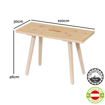 Sitzbank 'Urbank' mit Griffloch | Zirbe | B 90 x T 30 x H 46 cm