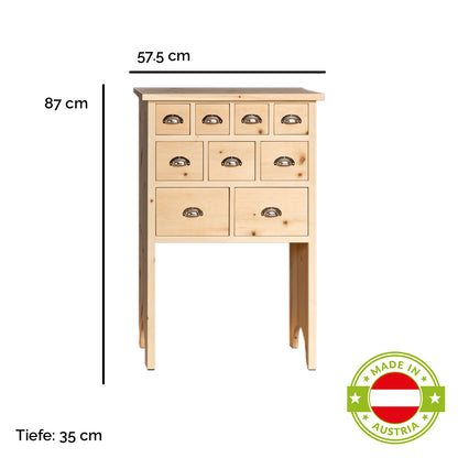 Kommode 'Schatzkiste' mit Schubladen | Zirbe | B 57,5 x T 35 x H 87 cm