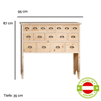 Kommode 'Schatzkiste' mit Schubladen | Zirbe | B 57,5 x T 35 x H 87 cm