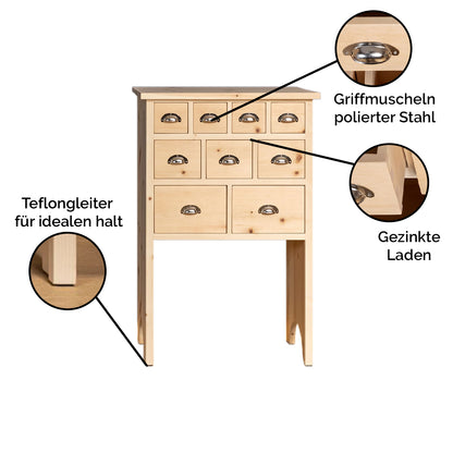 Kommode 'Schatzkiste' mit Schubladen | Zirbe | B 57,5 x T 35 x H 87 cm