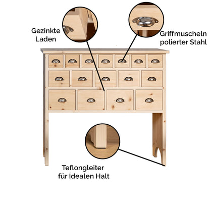 Kommode 'Schatzkiste' mit Schubladen | Zirbe | B 57,5 x T 35 x H 87 cm