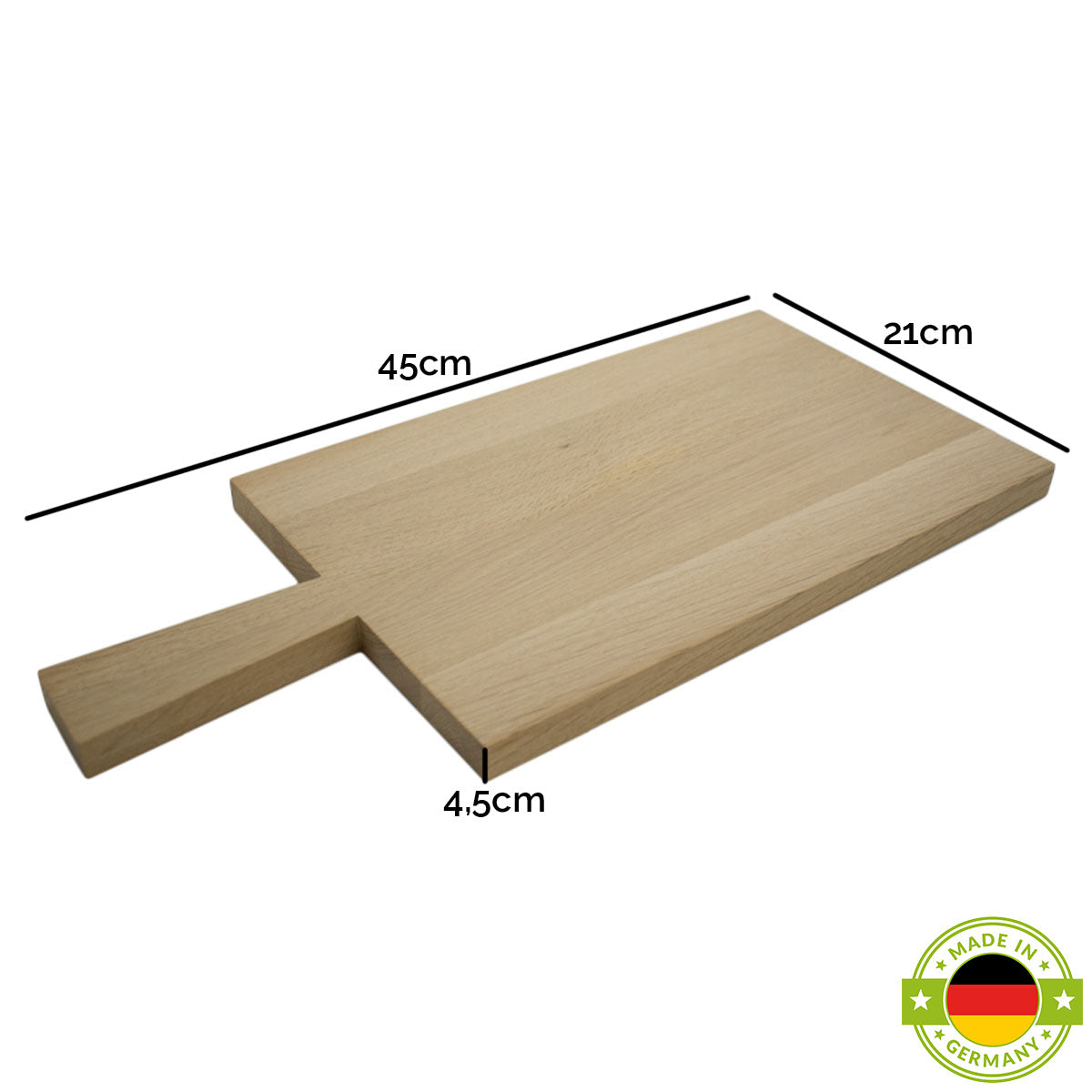 Jausen- und Schneidbrett 'Griffi' | Eiche natur  | L45 x B21 x H4,5 cm | mit Saftrille