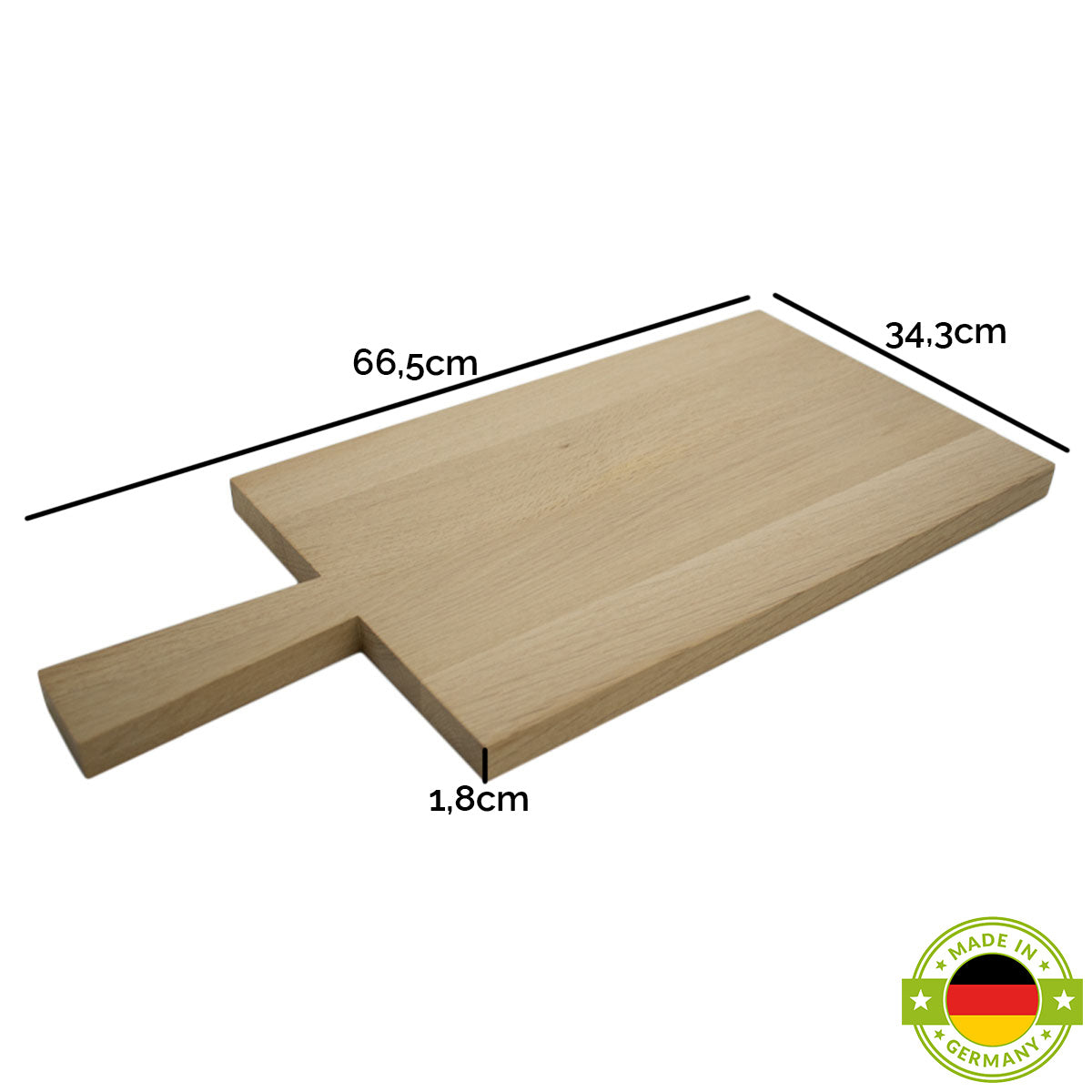 Jausen- und Schneidbrett 'Griffi' | Eiche natur  | L66,5 x B34,3 x H1,8 cm