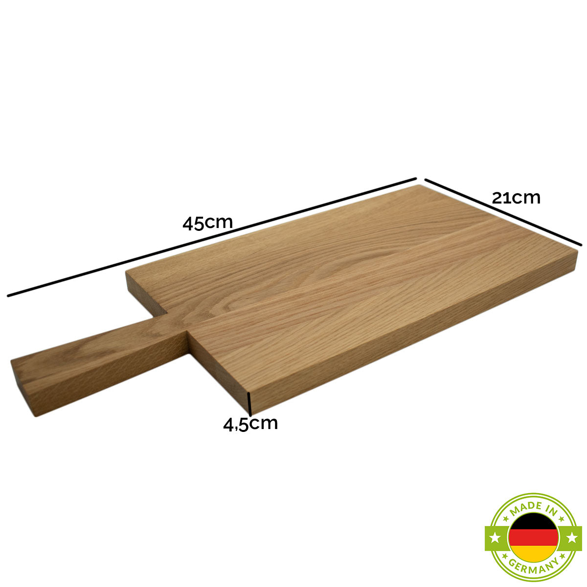 Jausen- und Schneidbrett 'Griffi' | Eiche natur geölt | L45 x B21 x H4,5 cm | mit Saftrille