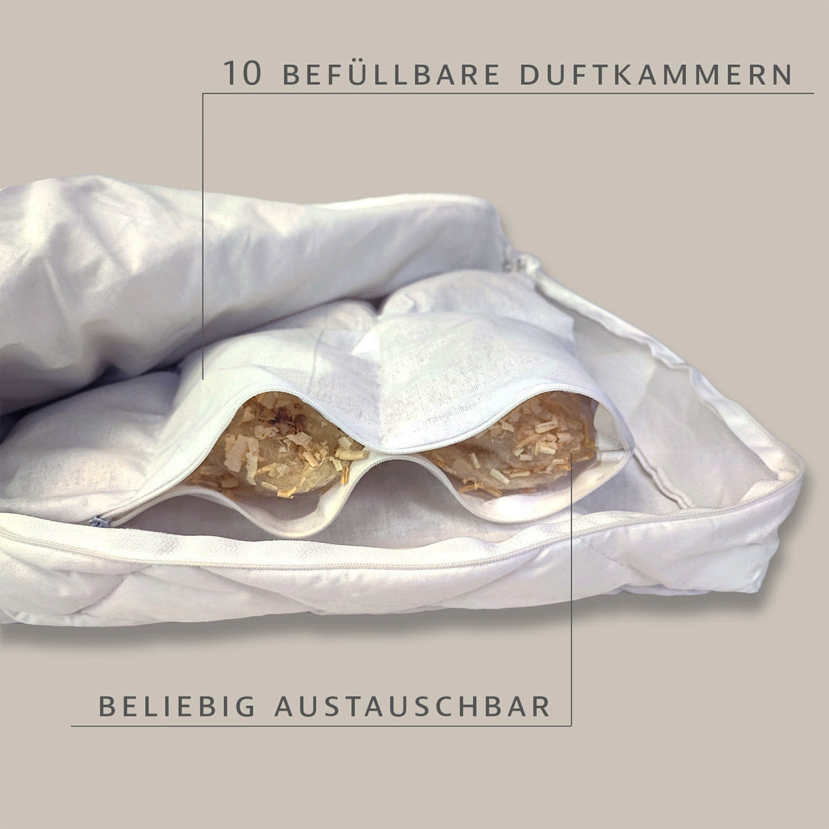 Physionight Duftschlafkissen 2 in 1  Dufteinlage Zirbe und Schurwolle | 40 x 80 cm