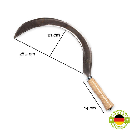Mondsichel 'Krafts' - handgeschmiedete Sichel rechtshänder 14 cm Eschenstiel
