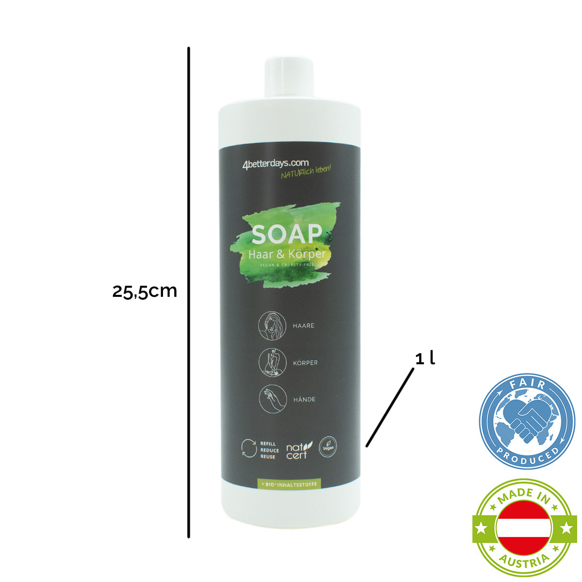 Seife für Körper, Haar & Hand | 1 Liter