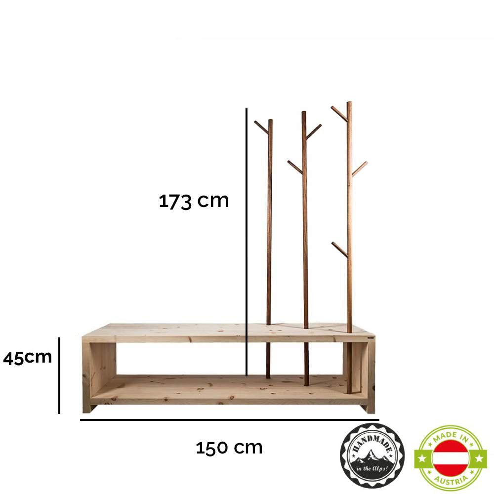 Garderobe 'MyStyle' - im Cross Country Style fichtegewachst 3cm_Staerke 150x50x45