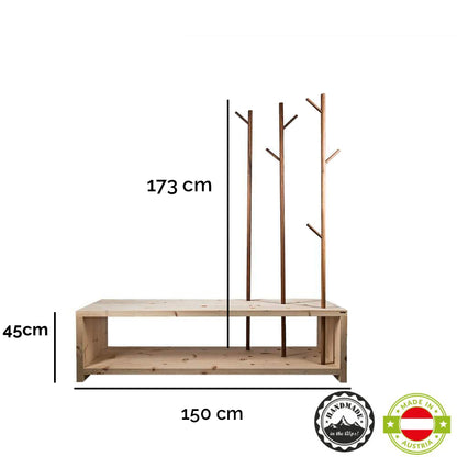 Garderobe 'MyStyle' - im Cross Country Style fichtegewachst 3cm_Staerke 150x50x45