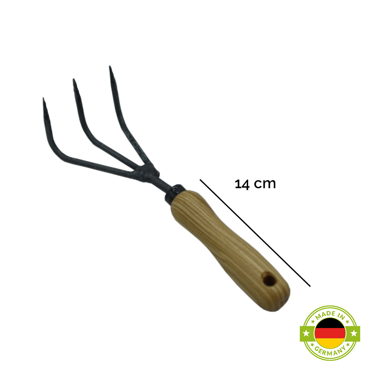 Gartengrubber 'Krafts' | 3 Zinken | 14 cm Eschenstiel | geschmiedet