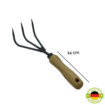 Gartengrubber 'Krafts' | 3 Zinken | 14 cm Eschenstiel | geschmiedet