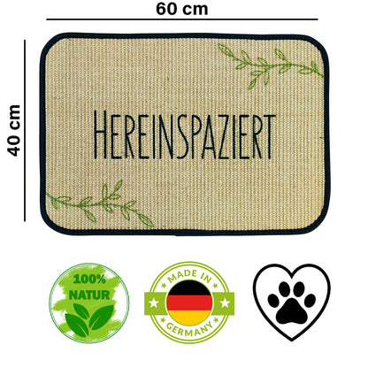 Fußmatte | 'Hereinspaziert' | 40 x 60 cm | Sisal | Naturlatex