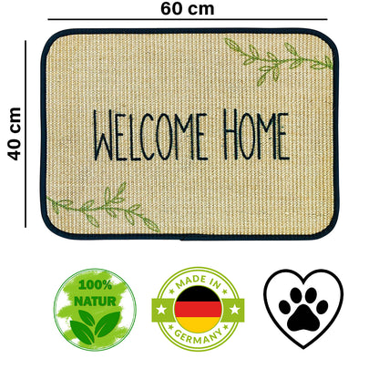 Fußmatte | 'Welcome home' | 40 x 60 cm | Sisal | Naturlatex