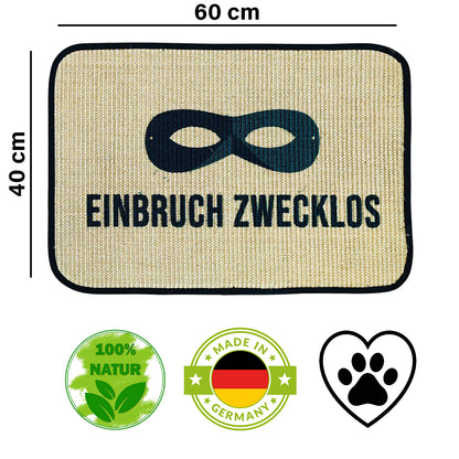 Fußmatte | 'Einbruch zwecklos' | 40 x 60 cm | Sisal | Naturlatex