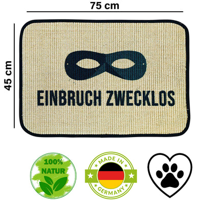 Fußmatte | 'Einbruch zwecklos' | 45 x 75 cm | Sisal | Naturlatex