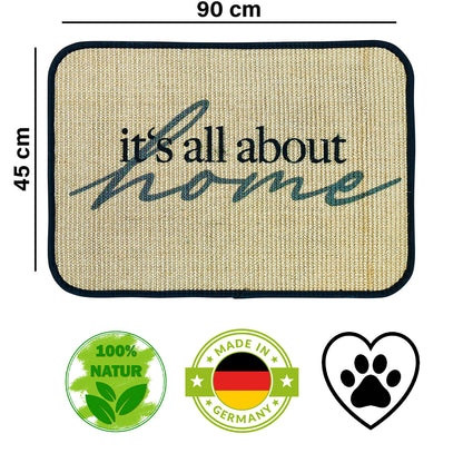 Fußmatte | 'it's all about home' | 45 x 90 cm | Sisal | Naturlatex