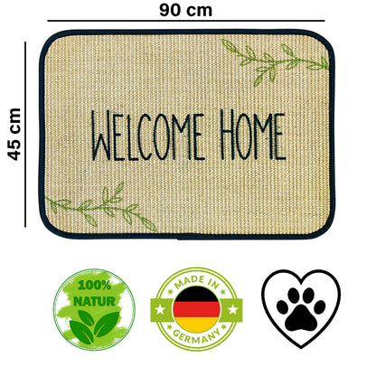 Fußmatte | 'Welcome home' | 45 x 90 cm | Sisal | Naturlatex