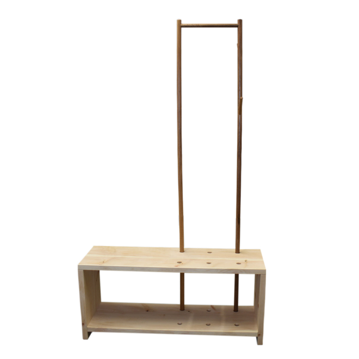 Garderobe 'MyStyle' - Medium | L 100 x T 30 x H 45 cm | Fichte |  3 cm |  3 Stangen  verschiedenen Ästen Nuss