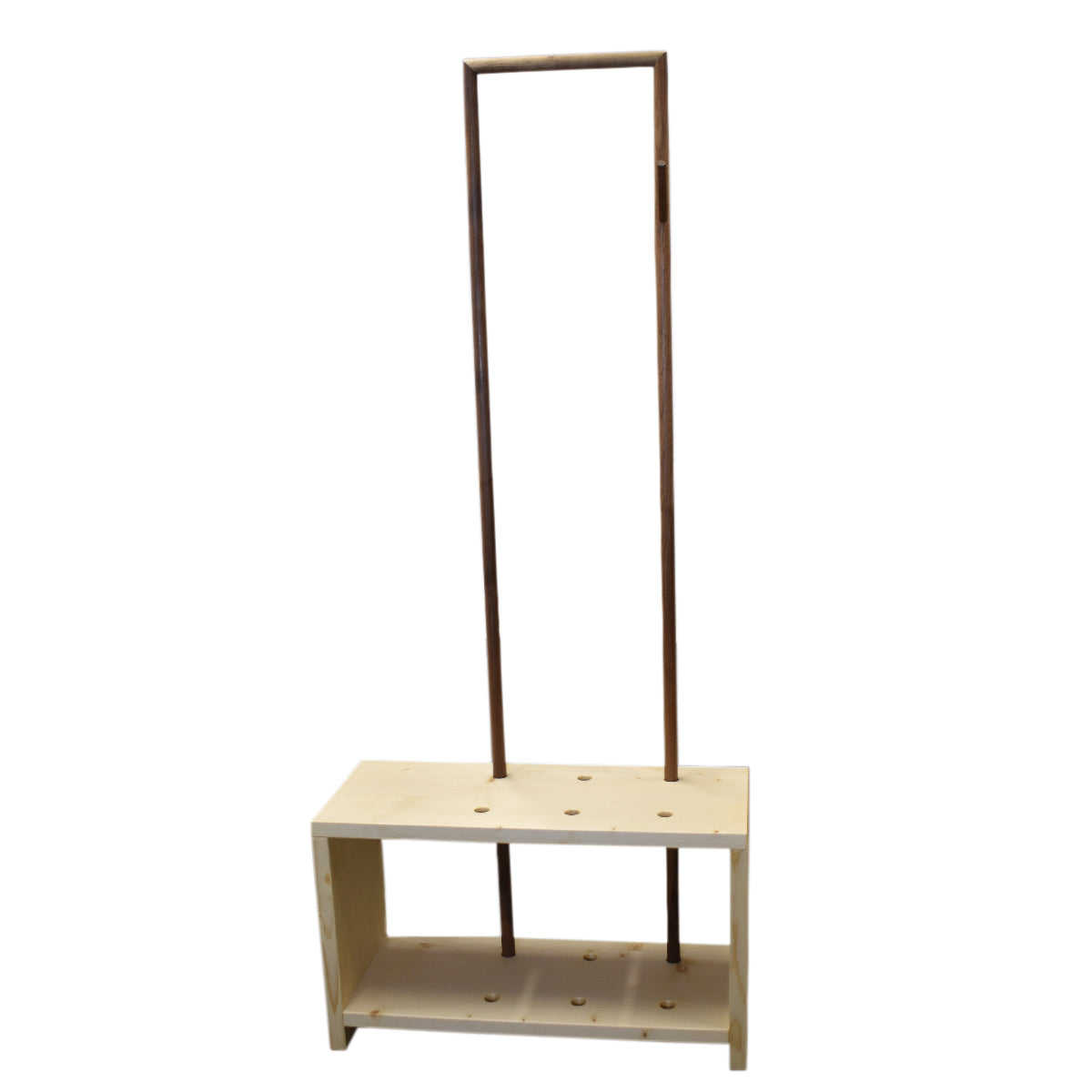 Garderobe 'MyStyle' - Small | L 75 x T 30 x H 45 cm | Fichte |  3 cm |  3 Stangen  verschiedenen Ästen Nuss
