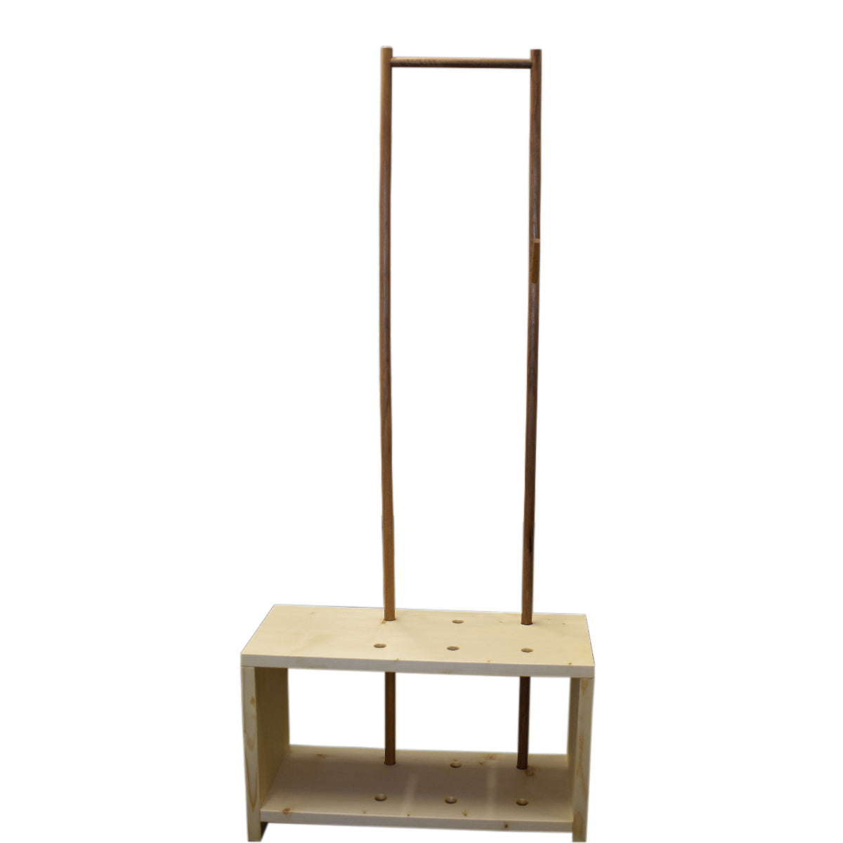 Garderobe 'MyStyle' - Small | L 75 x T 30 x H 45 cm | Fichte |  3 cm |  3 Stangen  verschiedenen Ästen Nuss