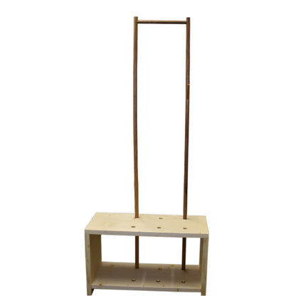 Garderobe 'MyStyle' - Small | L 75 x T 30 x H 45 cm | Fichte |  3 cm |  3 Stangen  verschiedenen Ästen Nuss