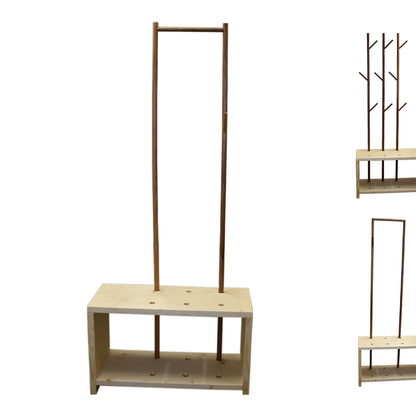 Garderobe 'MyStyle' - Small | L 75 x T 30 x H 45 cm | Fichte |  3 cm |  3 Stangen  verschiedenen Ästen Nuss