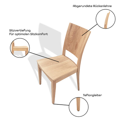 Stuhl ‘Purist’ | Eiche Natur lackiert | B 45 x T 43 x H 90 cm