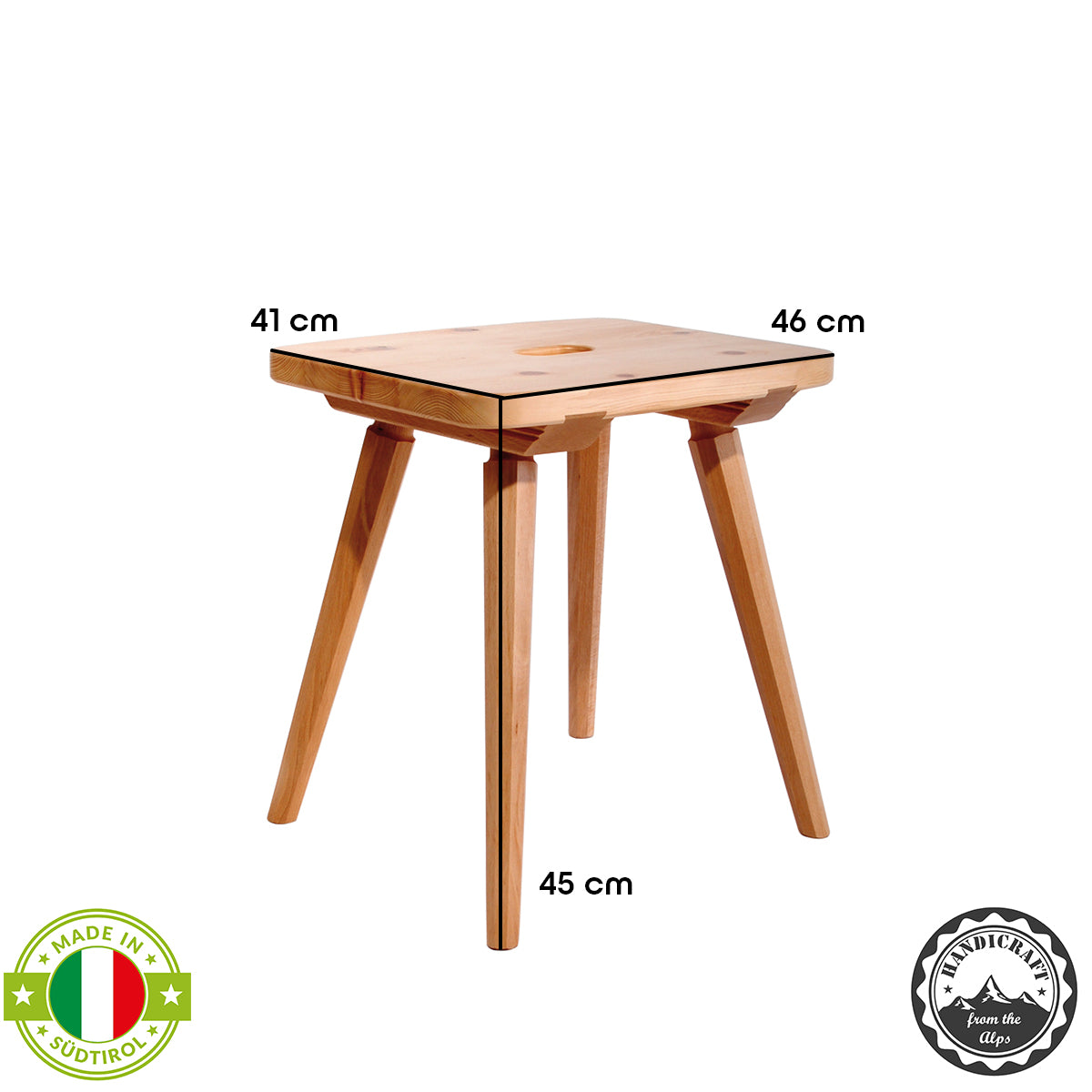 Hocker 'Urtyp' | B 46 x T 41 x H 45 cm | Eiche Natur lackiert