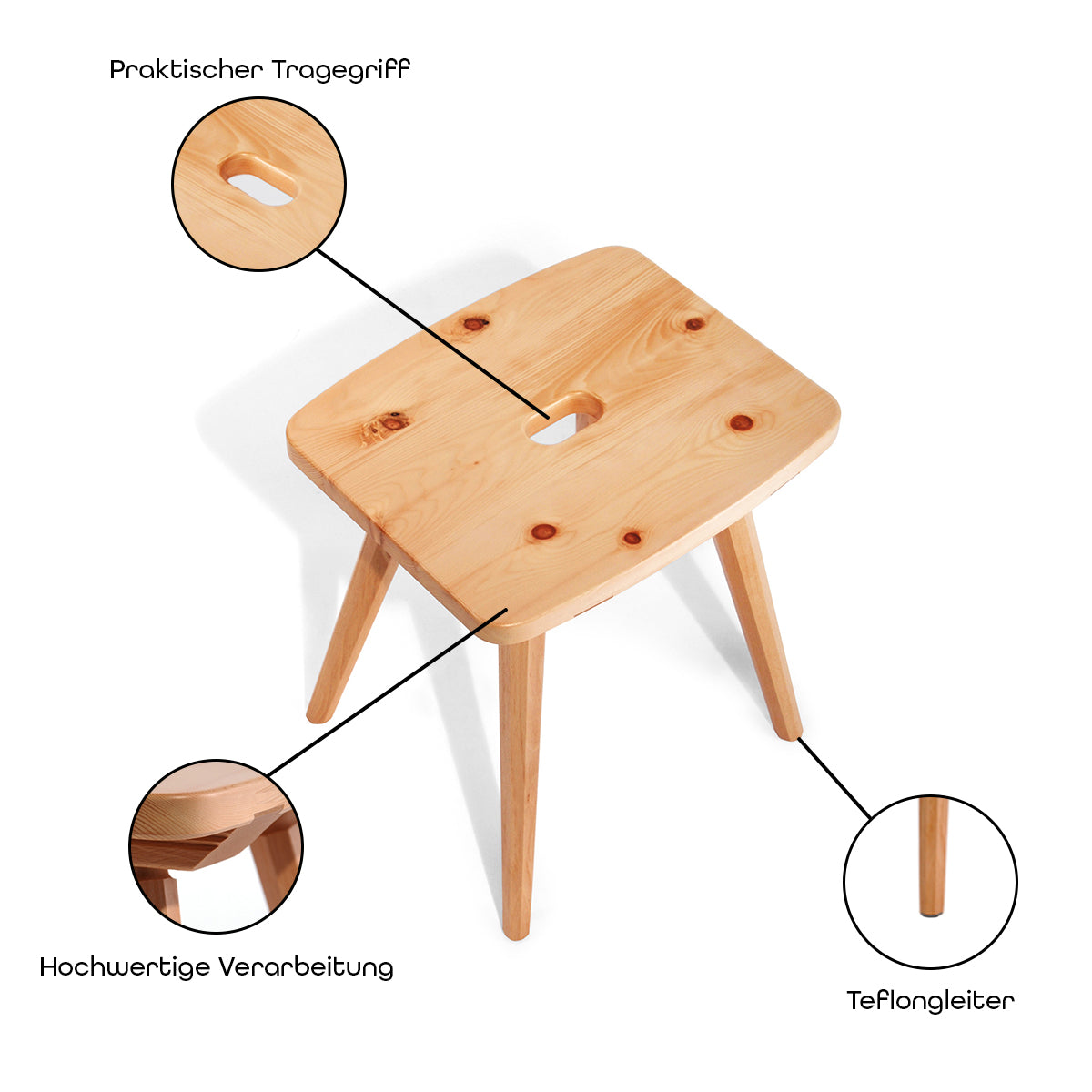 Hocker 'Urtyp' | B 46 x T 41 x H 45 cm | Eiche Natur lackiert