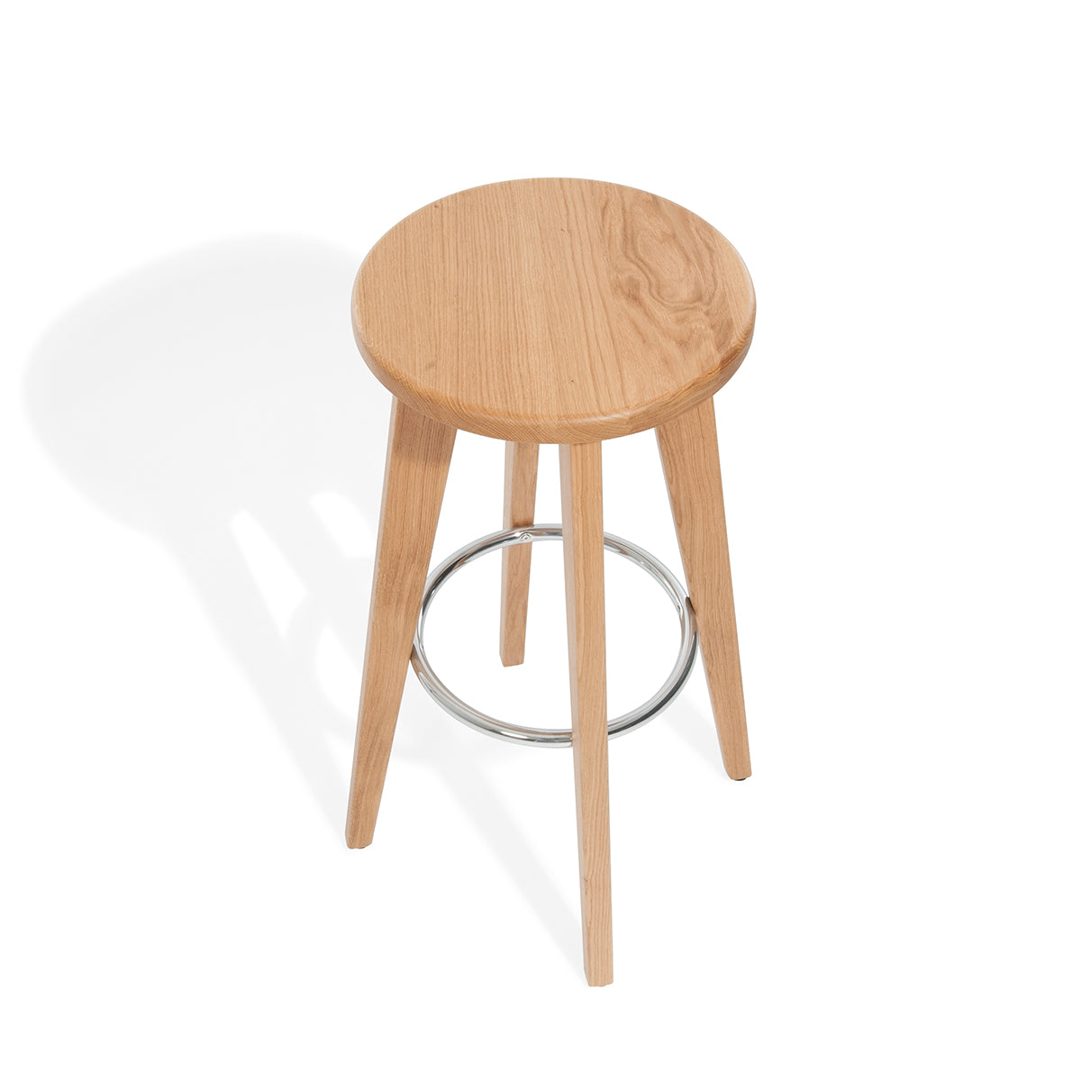 Massivholz Barhocker 'Allrounder' | DM 45 x H 79 cm | Buche lackiert | Fußring verchromt
