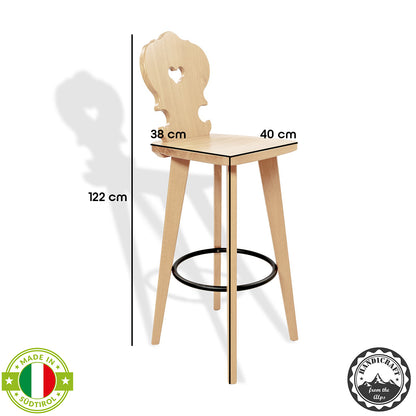 Barstuhl 'Urtyp' | Buche Natur lackiert | B 40 x T 38 x H 122 cm