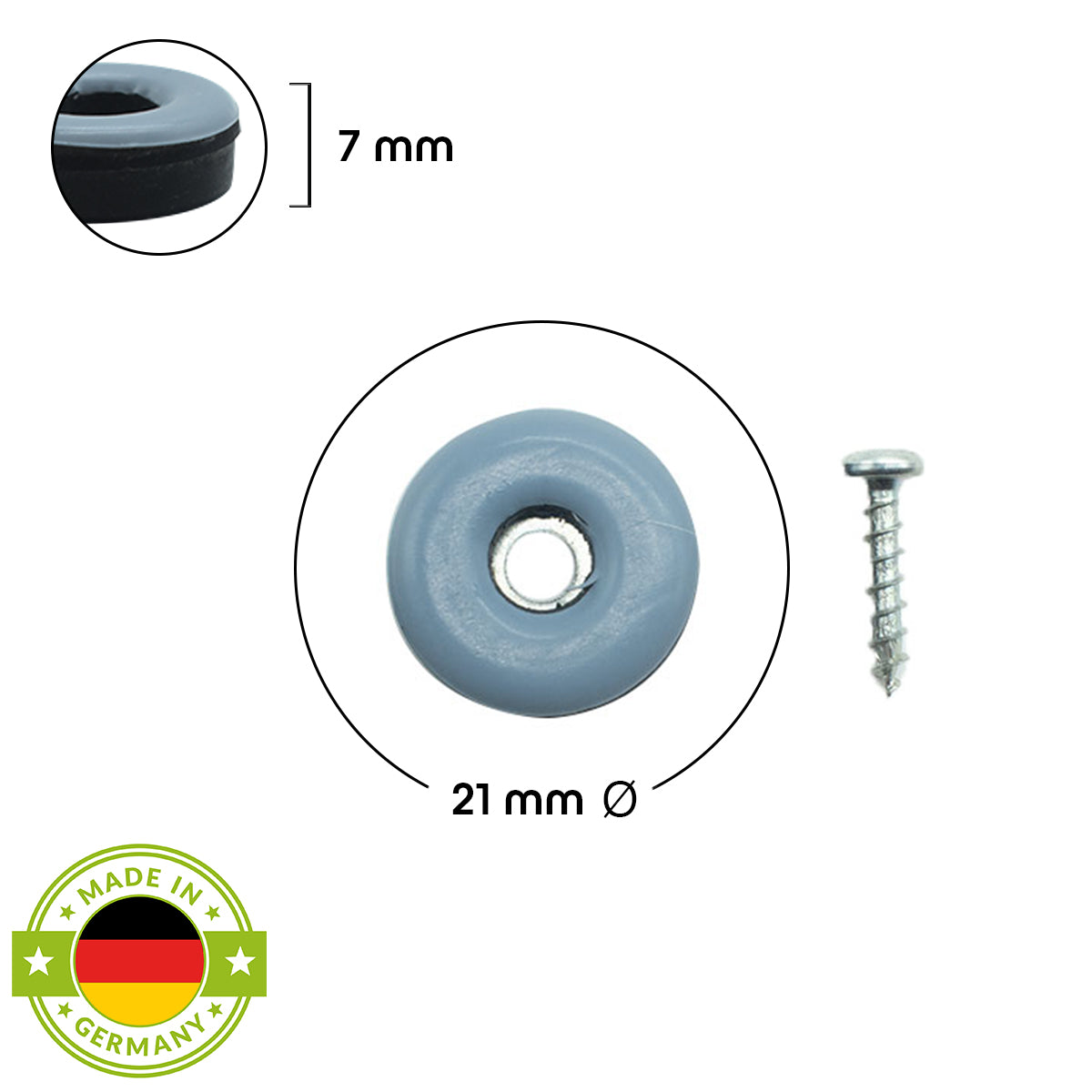 Stuhlgleiter ‘Soft’ | geschraubt | 24 Stück | DM 22 x 7 mm