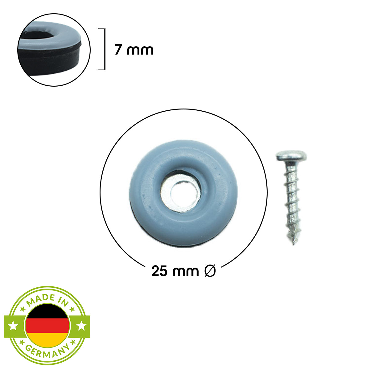 Stuhlgleiter ‘Soft’ | geschraubt | 24 Stück | DM 25 x 7 mm