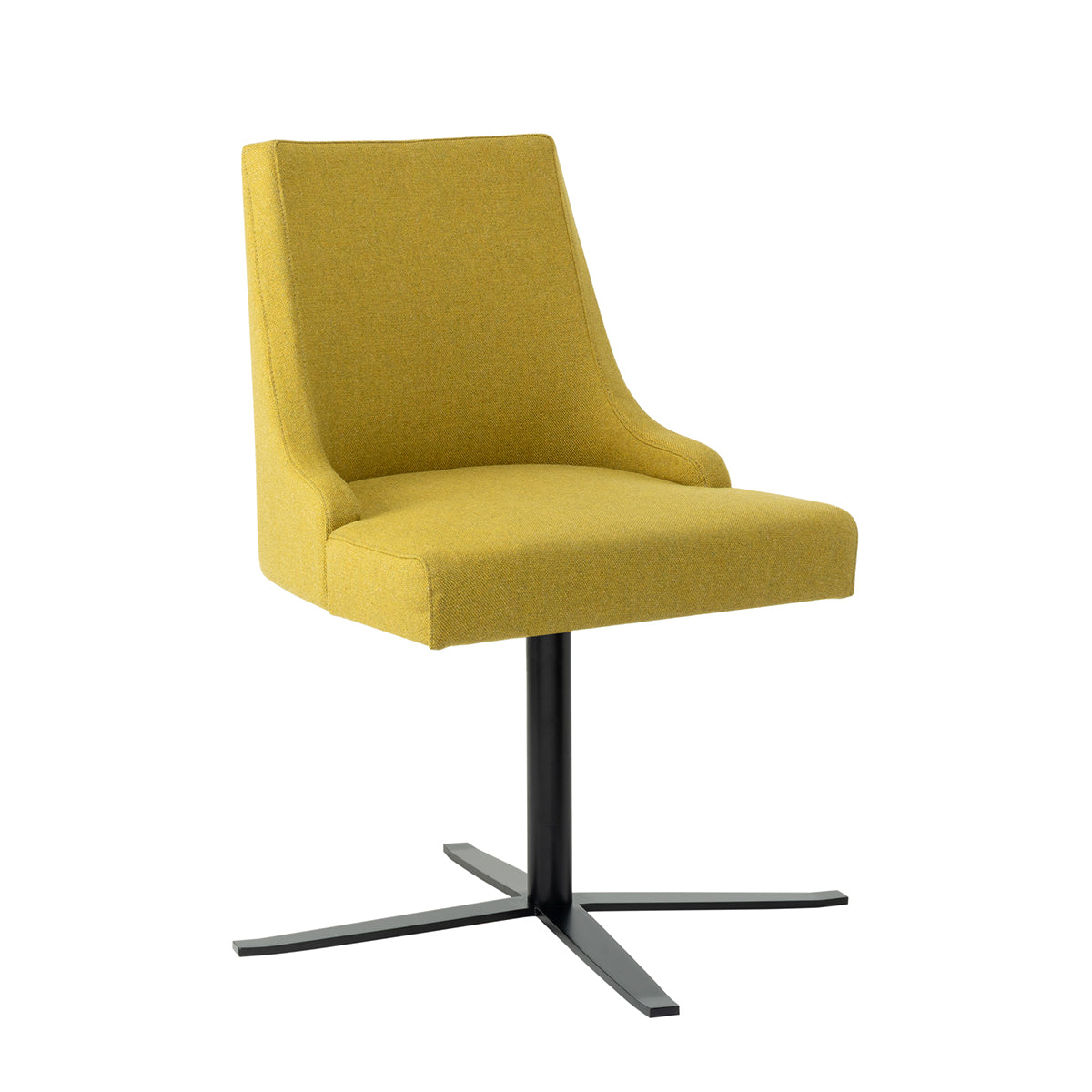 Polster-Stuhl 'Lena' vierstrahl Gestell | drehbar | Metall schwarz lackiert | Stoff Beige/Schwarz meliert