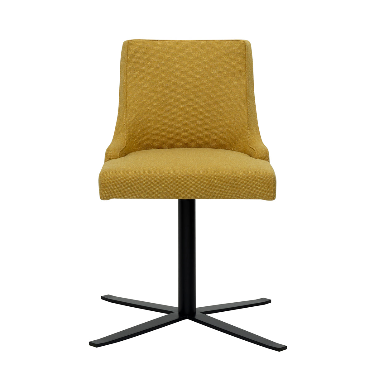 Polster-Stuhl 'Lena' vierstrahl Gestell | drehbar | Metall schwarz lackiert | Stoff Beige/Schwarz meliert