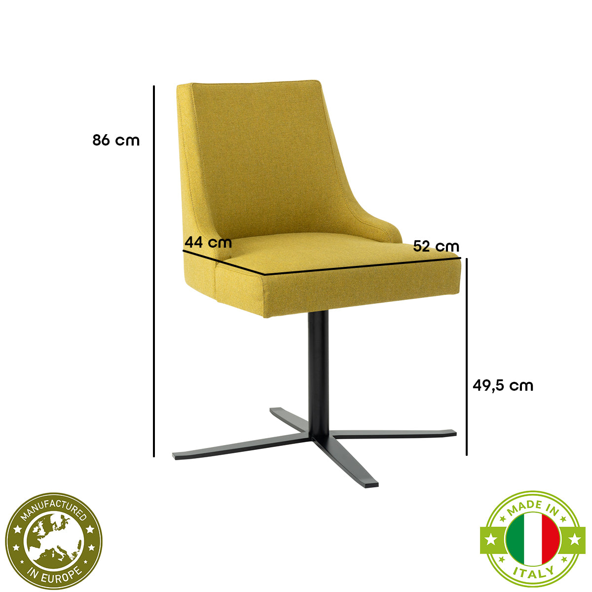 Polster-Stuhl 'Lena' vierstrahl Gestell | drehbar | Metall schwarz lackiert | Stoff Beige/Schwarz meliert