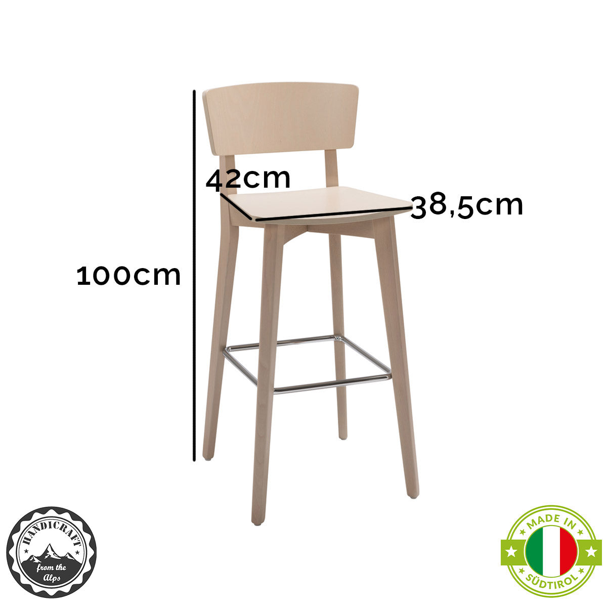 Barstuhl 'Mina' | 2er-Set | Buche | Buche Natur lackiert